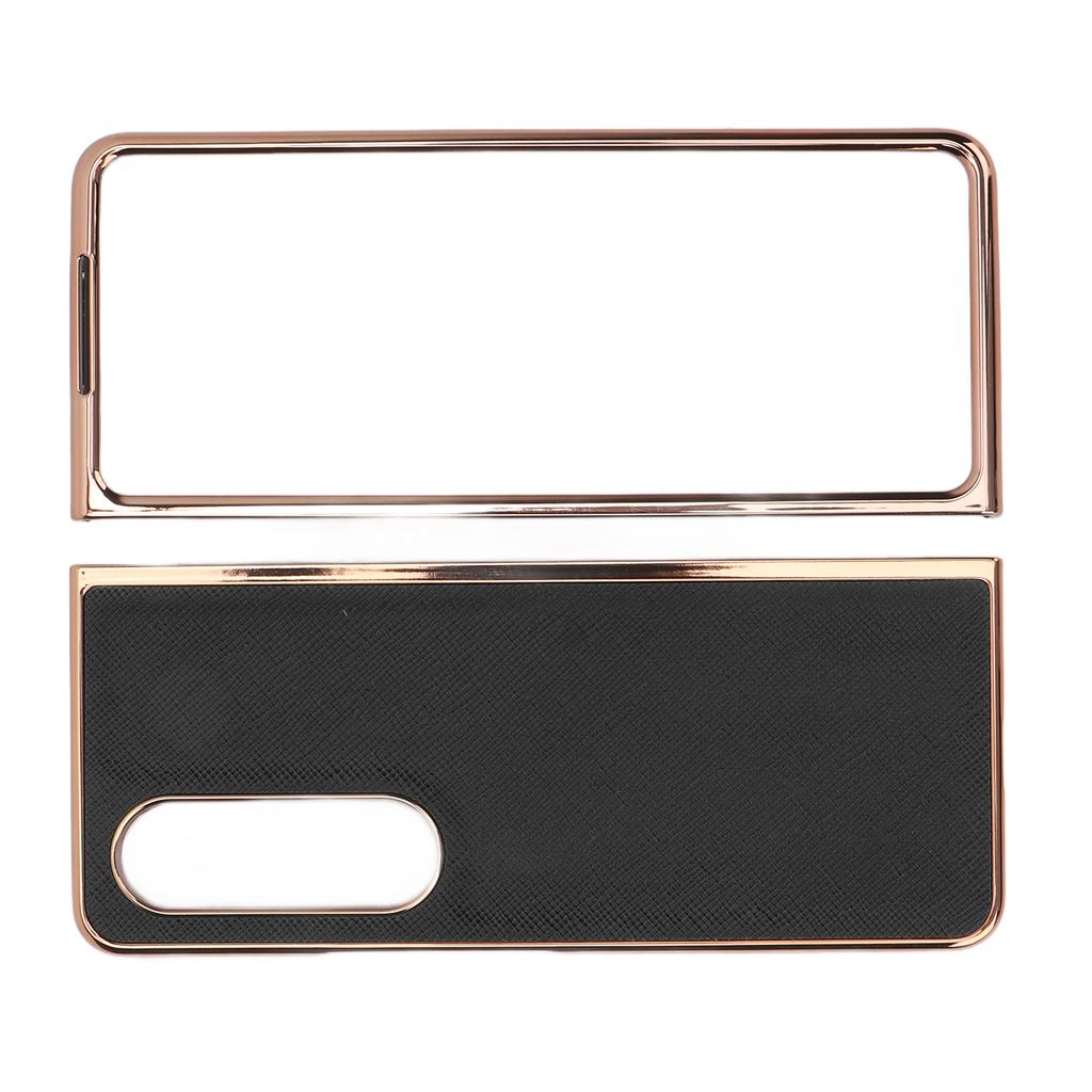 Mobile Phone Case Nano Electroplated Cowhide Cross Grain Phone Protective Cover for Samsung Galaxy Z Fold 4