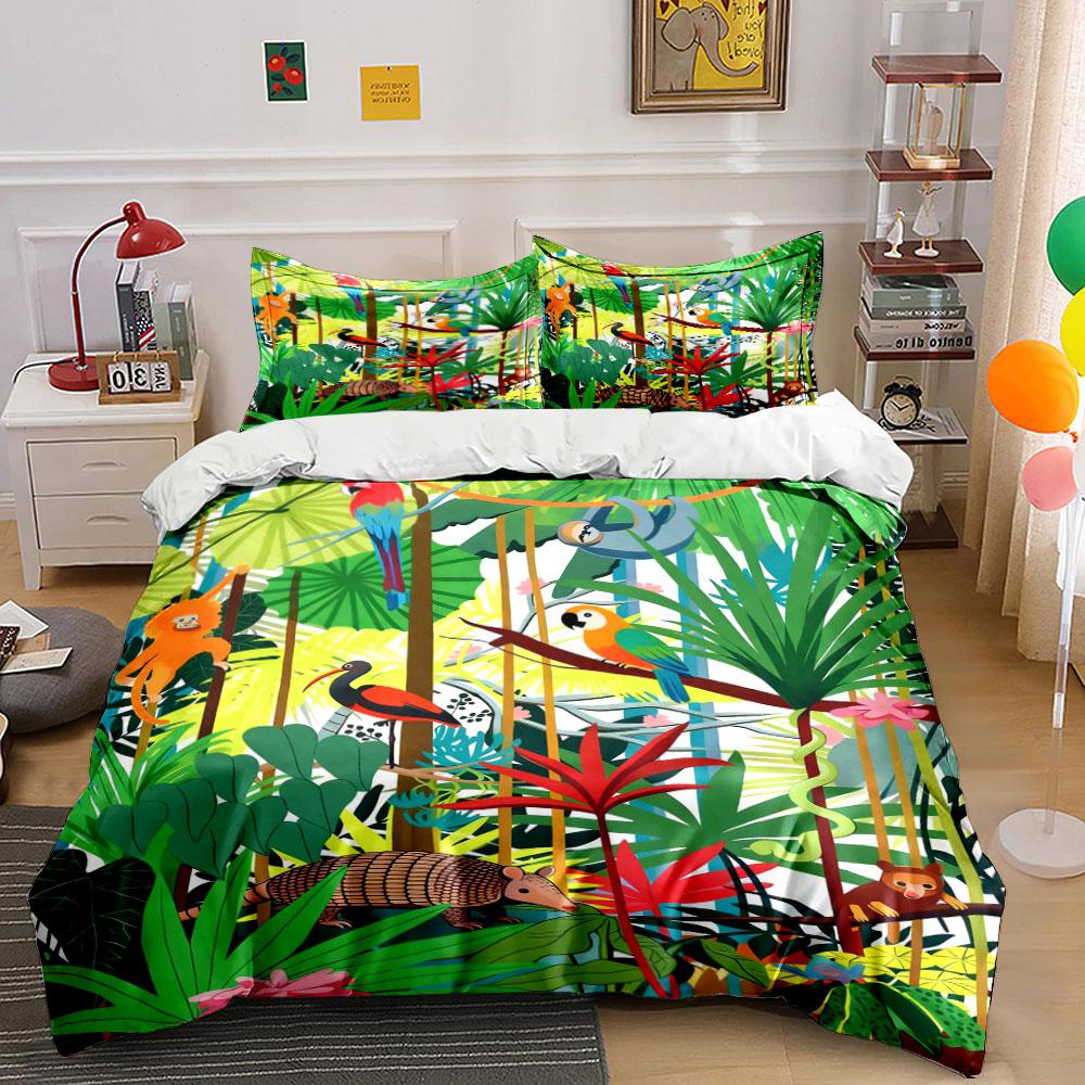 Tropical Forest with Animals. Bedding Sets Duvet Cover Sets Duvet Covers Pillowcases(1 * Duvet Cover 2 * Pillowcases Without Duvet Insert)