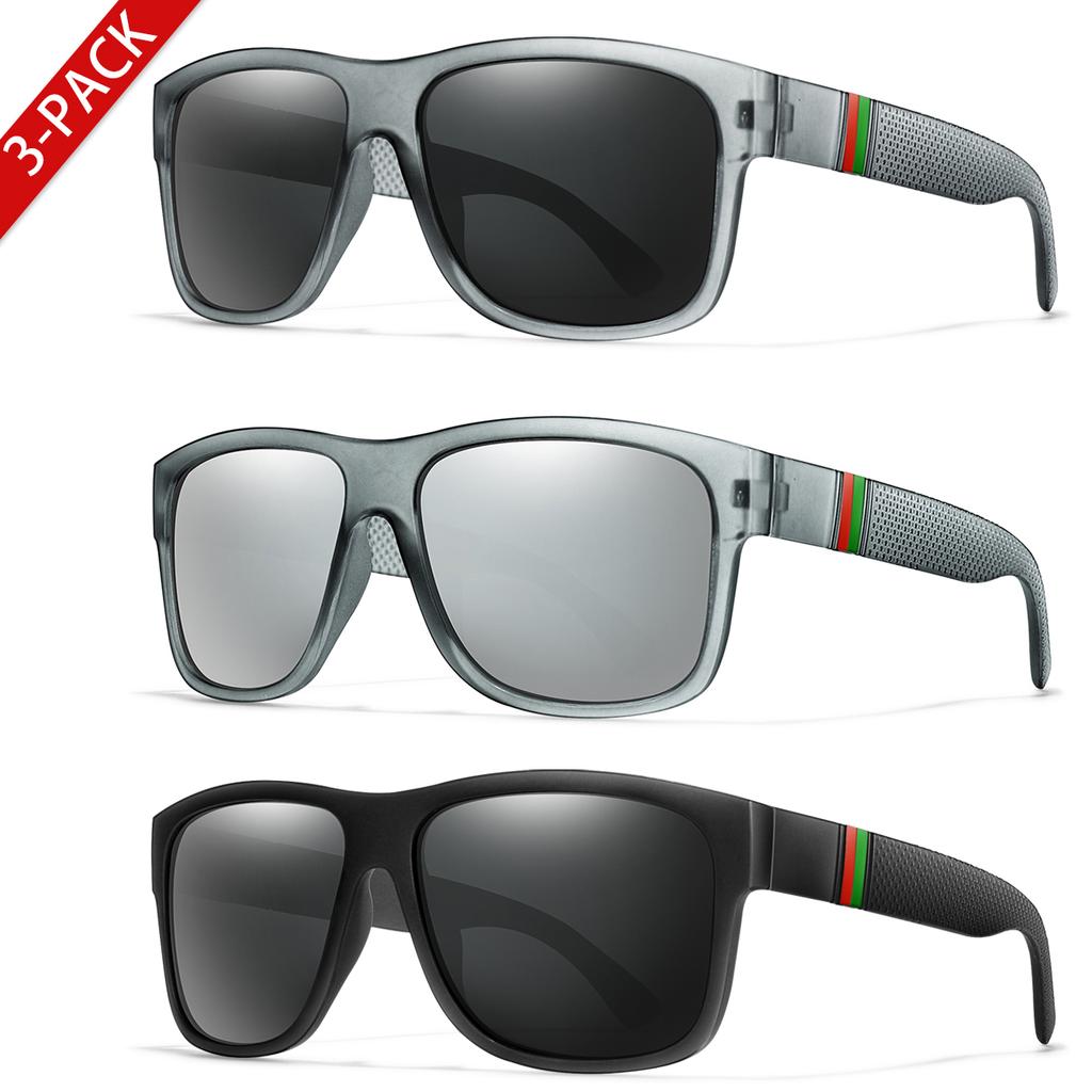 Classic Men Square Polarized Fishing Sunglasses Outside Driving Cycling Jog Goggles Vintage Large Frame UV400 Strong