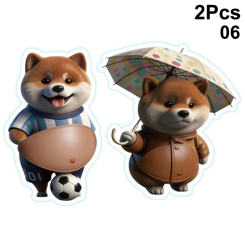 2Pcs Cute Shiba Inu Dog Cat Belly Sticker With A Soft Pink Background Silicone Self-Adhesive Sticker For Phone Car Decoration