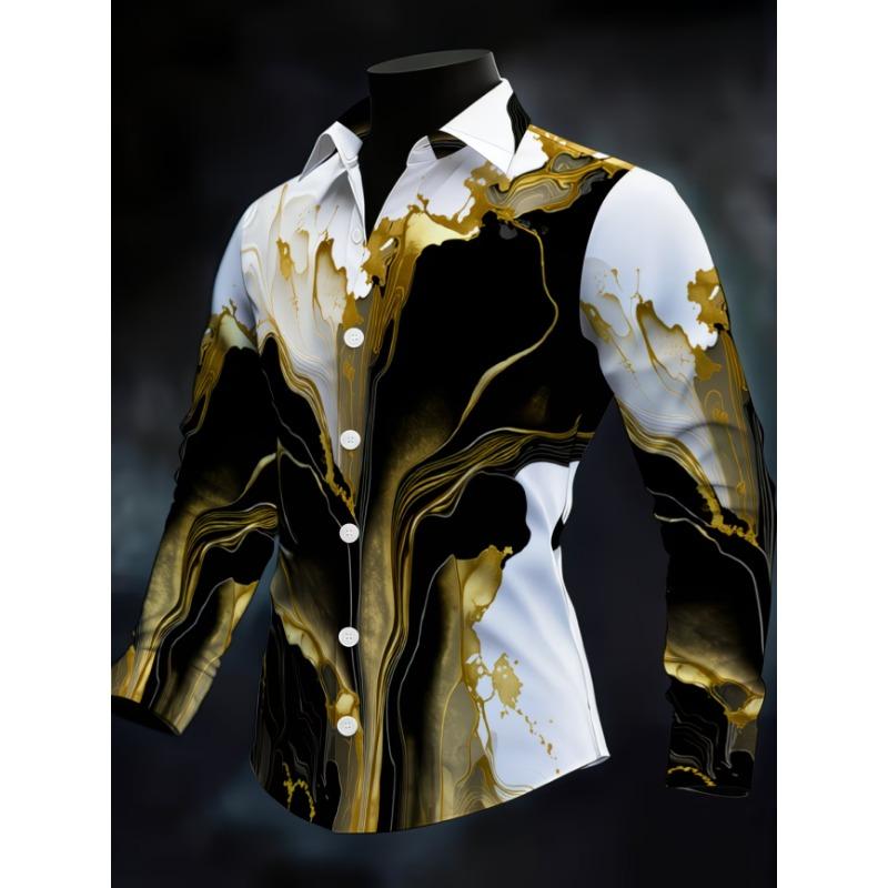 New men's casual shirt long sleeved slim fit 3D bird print shirt fashionable casual men's pattern top