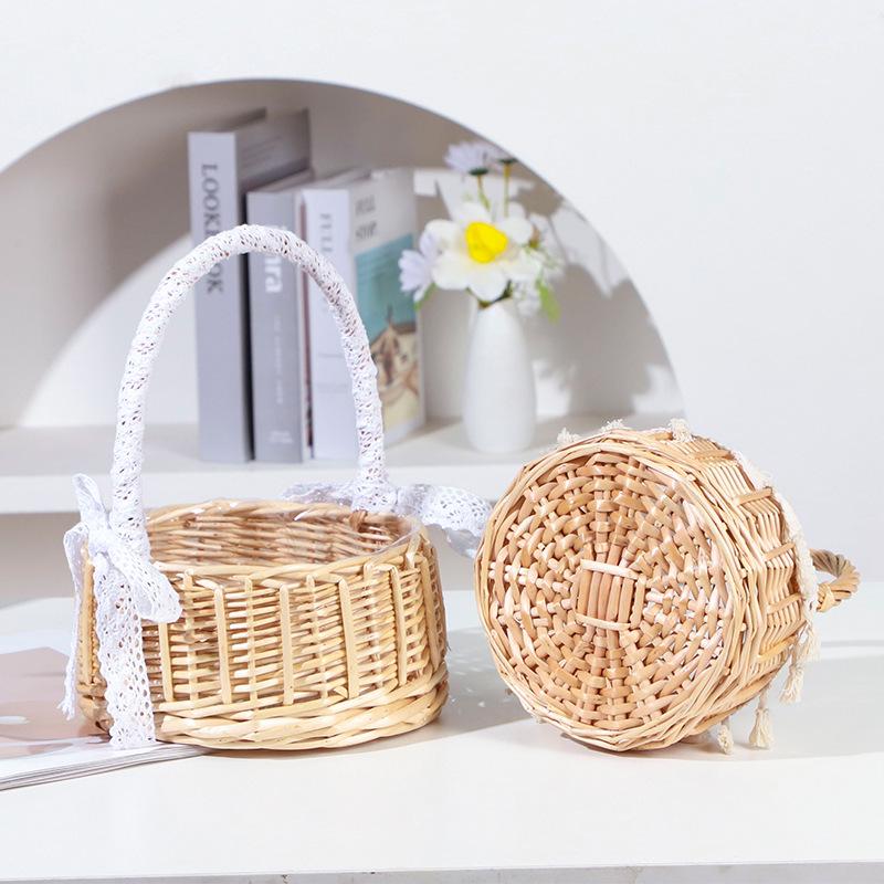 Tassel Princess Flower Basket: Woven Gift Basket for Wedding & Special Occasion Arrangements