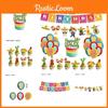 Mexican-inspired Party Supplies For Children's Halloween Party Decorate With Ghostly Cake Toppers Banners And Balloons