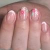 24Pcs Short Round Head Press on False Nails Yellow French 3D Flower Fake Nail for Woman Reusable Finished Full Cover Nails Tips