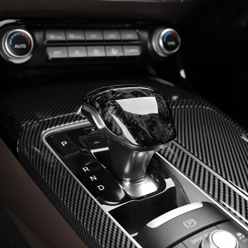 Real Carbon Fiber Car Knob Protector Auto Shift Gear Cover Trim For Kia Stinger 2018  2019 2020 2026 2026