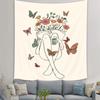 Bohemian Chic Abstract Feminine Line Art Tapestry Soft Velvet Polyester Knit Fabric Simple Pastel Decor Easy to Hang Home Decor