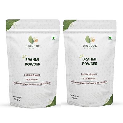 Bionode Organics Certified Organic Brahmi Powder (Bacopa Monnieri) - 100% Pure & Natural | Brain Function, Memory & Focus Support | Promotes Hair