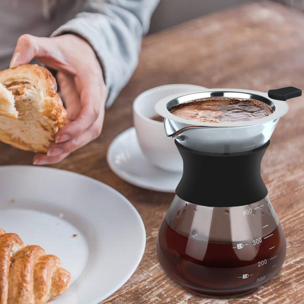 Edelstahl Drip Kaffee Brewer Tragbare Glas Karaffe Topf Übergießen Kaffee Maker Wandern