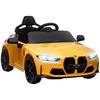 Electric Kids Car BMW M4, Sound & Light, 3-5 Km/h, Incl. Remote Control, for 3-5 Years, Yellow