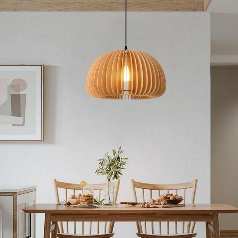 Dining Tea Room Wooden Lantern Chandelier Living Room Bedroom Kitchen Decoration Ceiling Hanging Lamp Chinese Bamboo Lamp