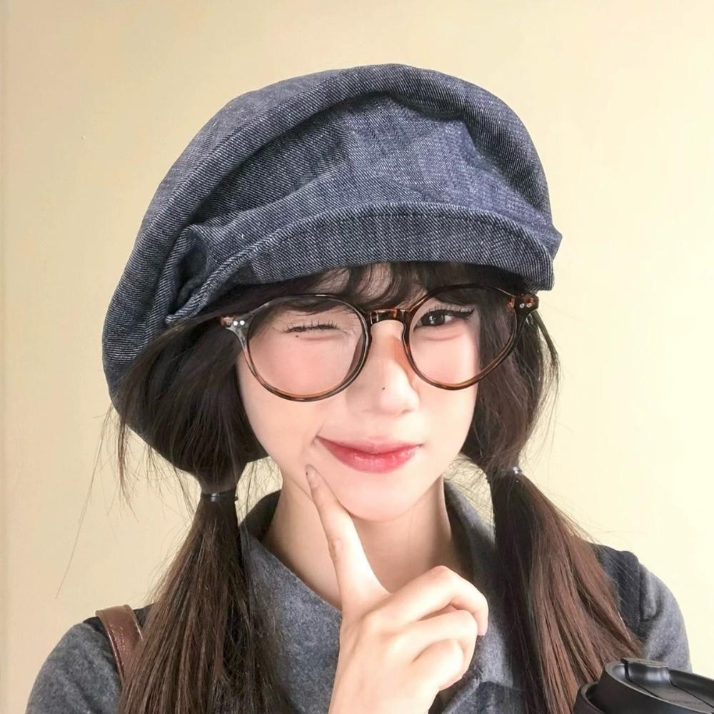 Japanese Denim Beret Cloth Pleated Painter Hat Vintage Octagonal Cap  Outdoor