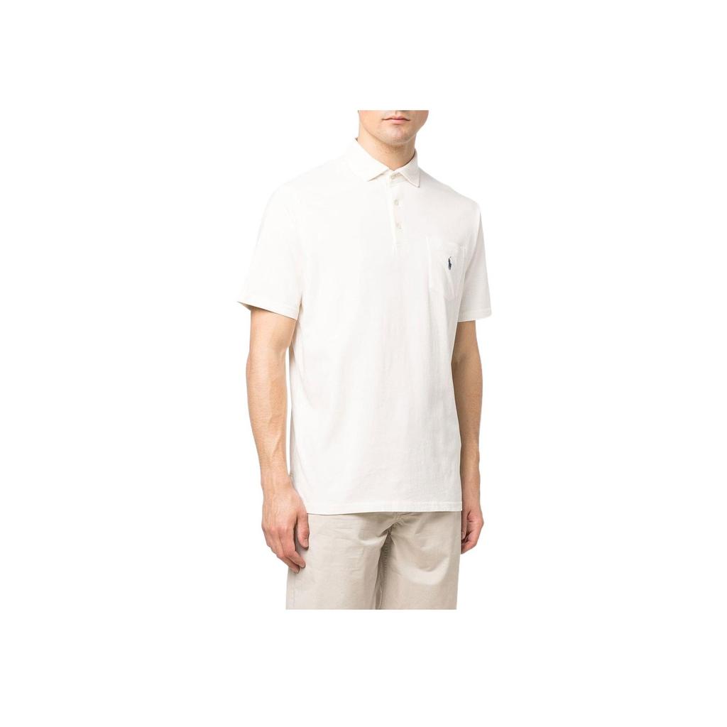 Polo Ralph Lauren Solid Color Polo Collar Short Sleeve Polo Shirt Men tops Cream 710860390-002