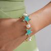 Bohemian Style Acetate Starfish Bracelet Ornaments Adjustable Acetic Acid Star Bangle with Pearl Decorations Beach Hand Chain