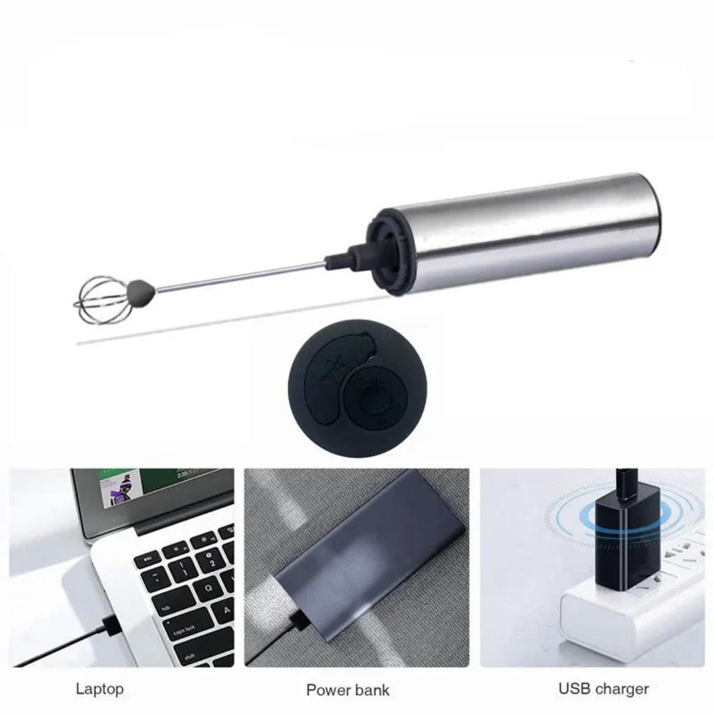 Mini Electric Frother Portable USB Rechargeable Foam Maker Handheld Foamer High Speeds Drink Mixer Frothing Wand for Coffee