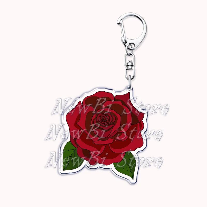 Romantic Pink Rose Flower Keychains Sunflower Red Love Keyring for Accessories Bag Key Chain Ring Jewelry Lovers Friends Gift