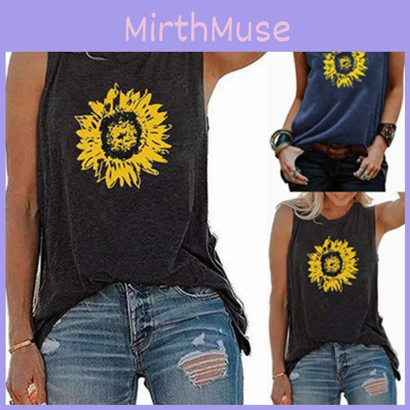 Exquisite Women's Sleeveless Sunflower Tops Blouse For Effortless Summer Style