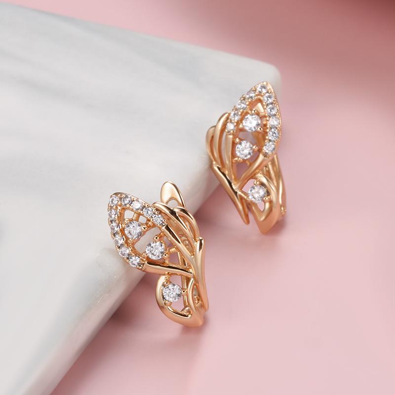 New  Rose Gold Butterfly Wings Cute Earrings Unusual Natural Zircon Dangle Earrings Women Creative Fashion Jewelry