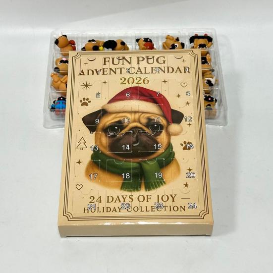 Niedliche Tier-Spielzeugsammlung 2026 Eule/Hund Adventskalender, 24 Tage Countdown bis Weihnachten mit Mini-Figuren-Box-Schmuck, PVC Sammelfiguren