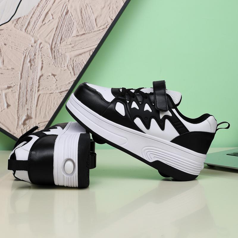 Pantofi Deformați pentru Copii/Adolescenți, Băieți și Fete, Patine cu Rotile cu Două Rânduri cu Dublu Scop, Patine cu Rotile cu Două Rânduri