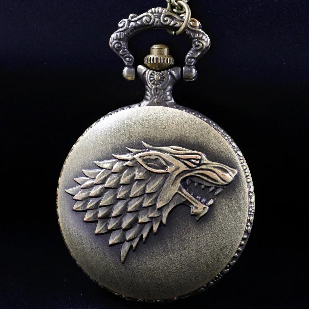 

10pcs/Lot Wholesale Vintage Wolf Head Embossed Pocket Watch Fashion Arabic Dial Chain Clock, Unisex Gift Reloj De Bolsillo