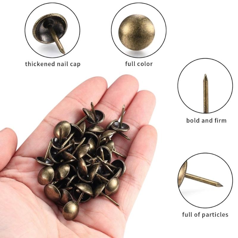 Metal Upholstery Nails Strong Decorative Rivets Metal Sofa Repair Nail 200pcs for Home Furniture Refurbishing