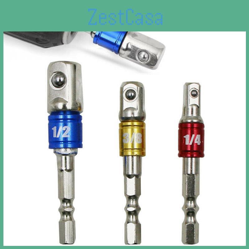 Durable Hex Shank Socket Adapter Set For Drill Drivers With Three Size Options