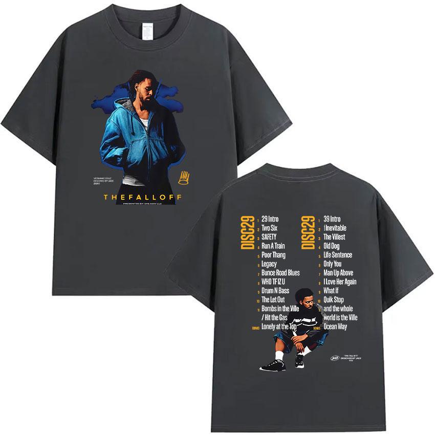 J Cole The Fall Off New Album 2026 Merch T Shirt Unisex's Vintage Oversized Cotton T-shirts Unisex Hip Hop Gothic Clothing T-shirt