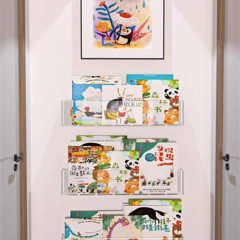 Pet Material Acrylic Book Display Stand Versatile Acrylic Wall Mount Magazine Holder Easy to Clean Book Support Holder