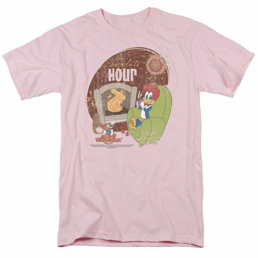 26 Woody Woodpecker Chocolate Hour T Shirt Mens Licensed Cartoon Merch Light Pink Unisex T-Shirt M