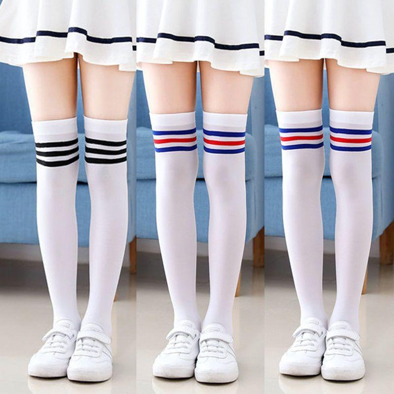 Children'S Stockings Velvet Girls' Stockings Knee Socks Summer Thin Children'S Long Socks Big Children'S Football Socks
