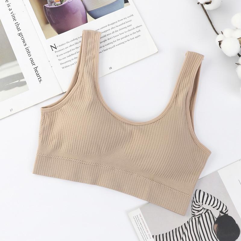 Soutien-gorge de sport bandeau sans couture côtelé à larges bretelles