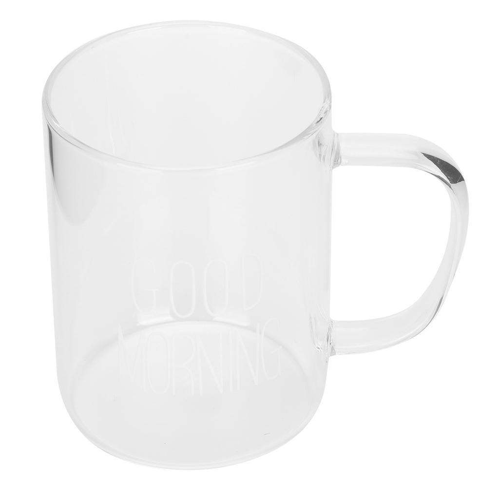 350ML Transparent Milk Coffee Mug with Handle Glass Water Cup Drinkware Kitchen UtensilWhite Letter