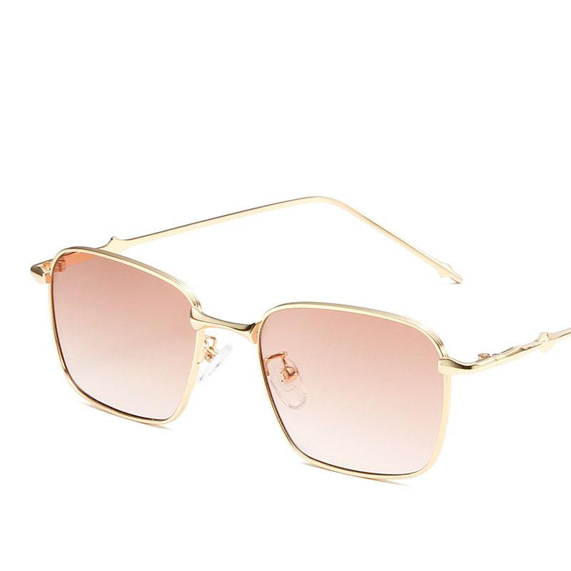 UV400 Rectangle Sunglasses Trendy High-Quality Metal Frame Punk Sun Glasses Travel Shades for Women & Men