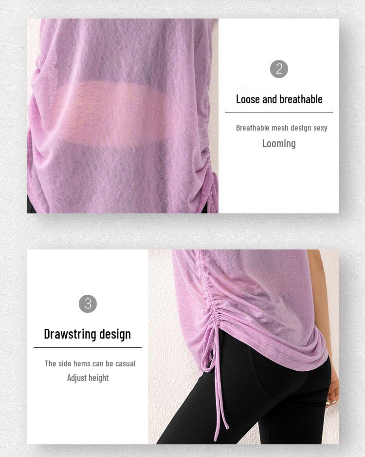 Women's Sleeveless Drawstring Yoga Top - Summer Floral Sport Vest