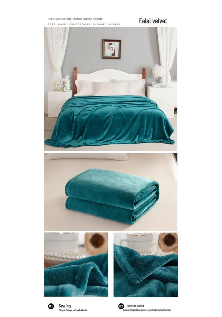 Solid Color Thickened Flannel Coral Velvet Blanket - Dual-sided for Bed or Office Nap