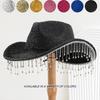 New Men's and Women's Western Cowboy Hats, Big Brim, Fashionable Rhinestones, Fringed Peach Heart Design, Bridal Top Hat, Birthday.