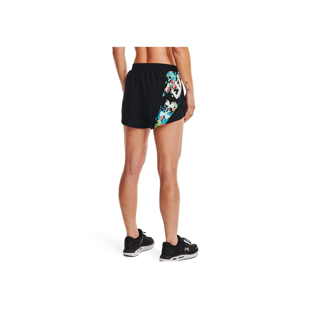Under Armour Solid Color Logo Elastic Straight Fitness Shorts Women Shorts Black 1362681-001