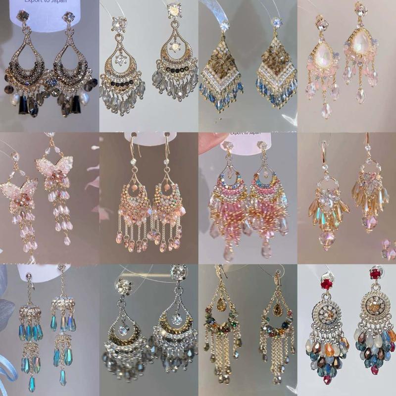 European and American Exaggerated Heavy-duty Crystal Tassel Earrings for Women, Elegant and Sophisticated Earrings, Trendy New Bestsellers