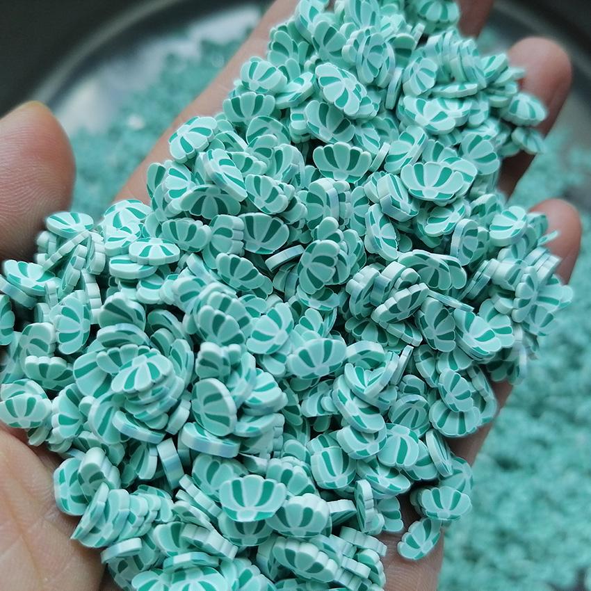 1kg DIY Craft Slime Sprinkles Green Sea Shell Polymer Clay Sprinkles Slices 1kg