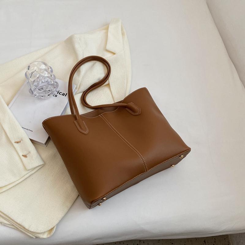 

Модные женские сумки на одно плечо для поездок на работу, повседневные, простые, большой емкости, женская сумка из искусственной кожи, однотонные, дорожные сумки (30cm<Max Length<50cm)