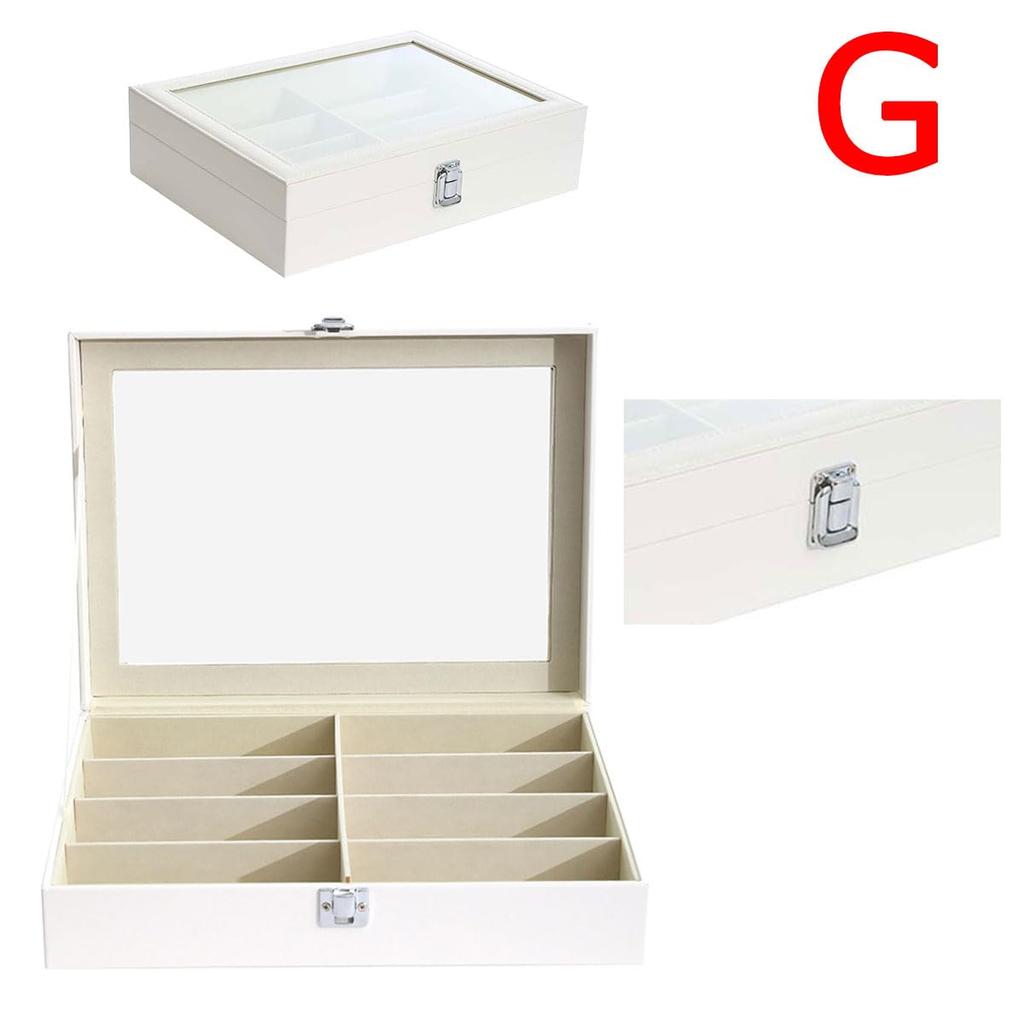 KON Glasses Box Glasses Sunglasses Storage Case Accessories Collection Case Storage 8 Pieces G White