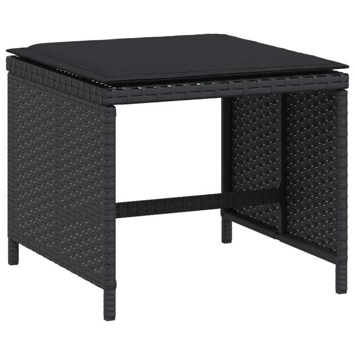 VidaXL Garden Stools with Cushions 4 Pcs Black 40x40x35 Cm Rattan 4007484