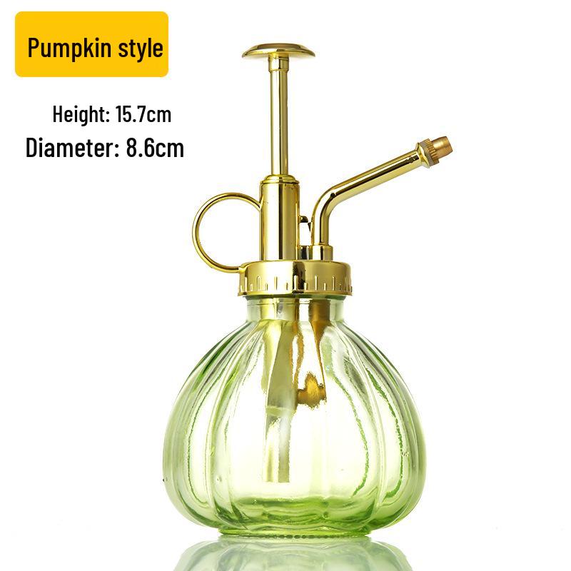 Creative Hand-Pressure Glass Watering Sprayer with Colored Transparent Pumpkin Design
