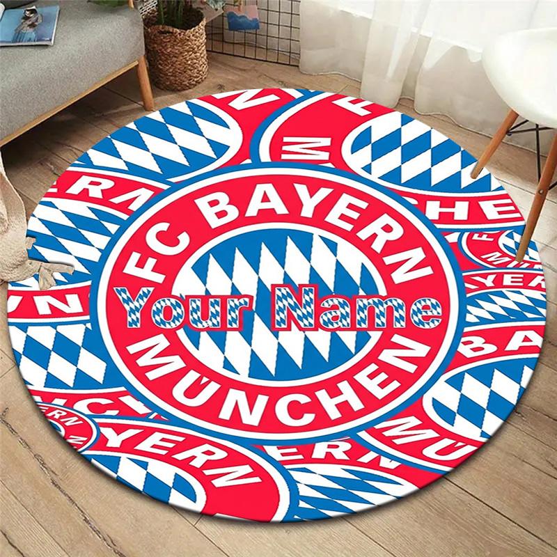 Bayern Munich Fan Gear Custom Name Round Area Rug Carpet Rug For Living Room Bedroom Sofa Playroom Decor Nonslip Floor Mat