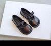 Girls' Black Leather Princess Shoes - British Style Autumn Collection
