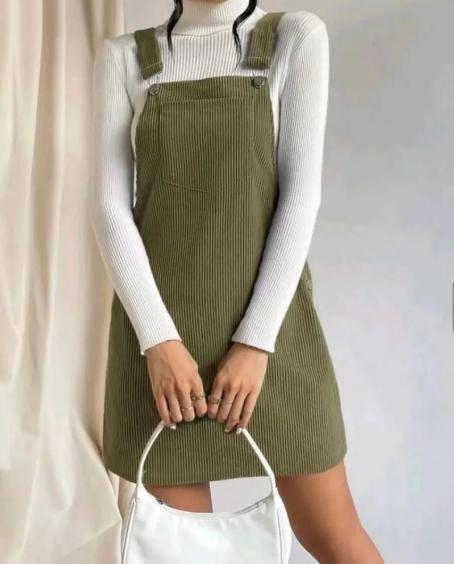 

Women s Corduroy Casual Adjustable Button Strap Dress XL