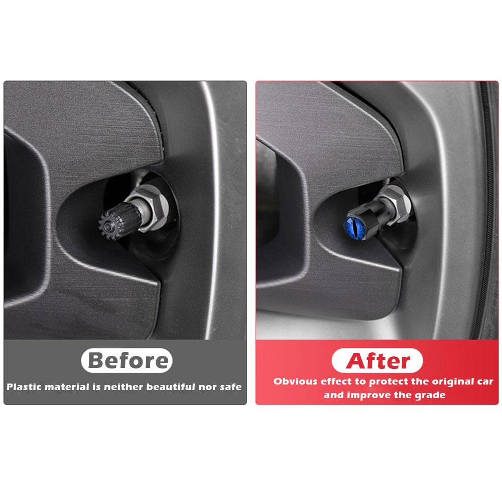 4 STÜCKE Universal DIY Auto Rad Reifen Luftventilkappen Schaft Autoaufkleber Für Autos Motor Autozubehör Dekor Geschenk, Für Augenform