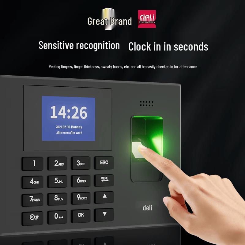 Deli 3960 Fingerprint Time Attendance Machine CN Plug (adapter Included)