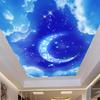 Fantasy Moon Sky Blue Cloud Ceiling 3d Mural Living Room Bedroom Wall Decoration Wallpaper