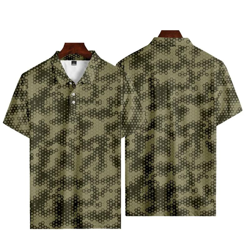 Casual Camo 3D Printed Polo Shirts For Men Clothes Veteran Streetwear Sport Running POLO Shirt Male Camouflage Lapel Button Tops